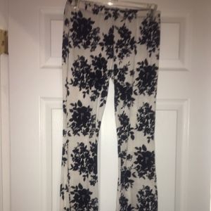 Black and White Floral Bell Bottom Pants